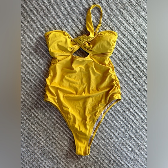 One Piece Unique Mustard Tumeric Yellow Swimsuit - Picture 1 of 7